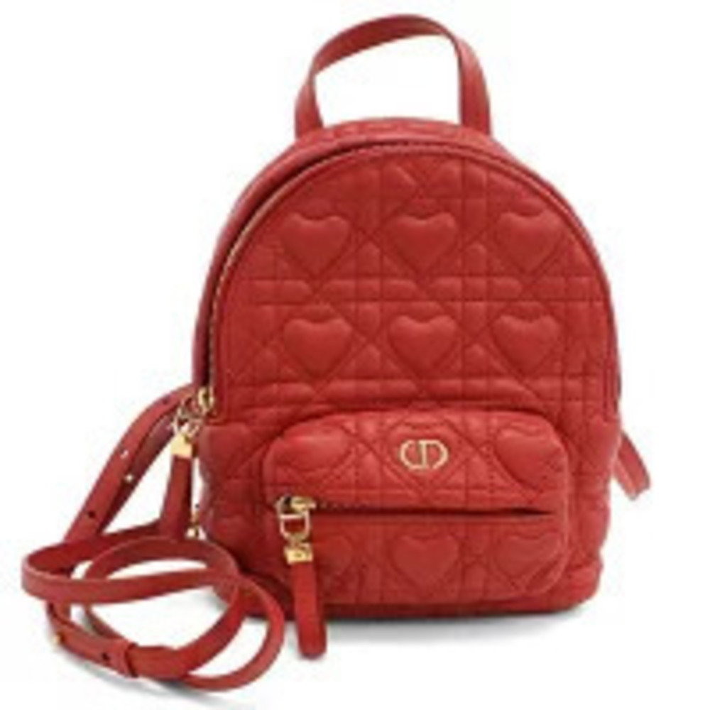 Christian Dior Backpack Caro Red Travel Bag